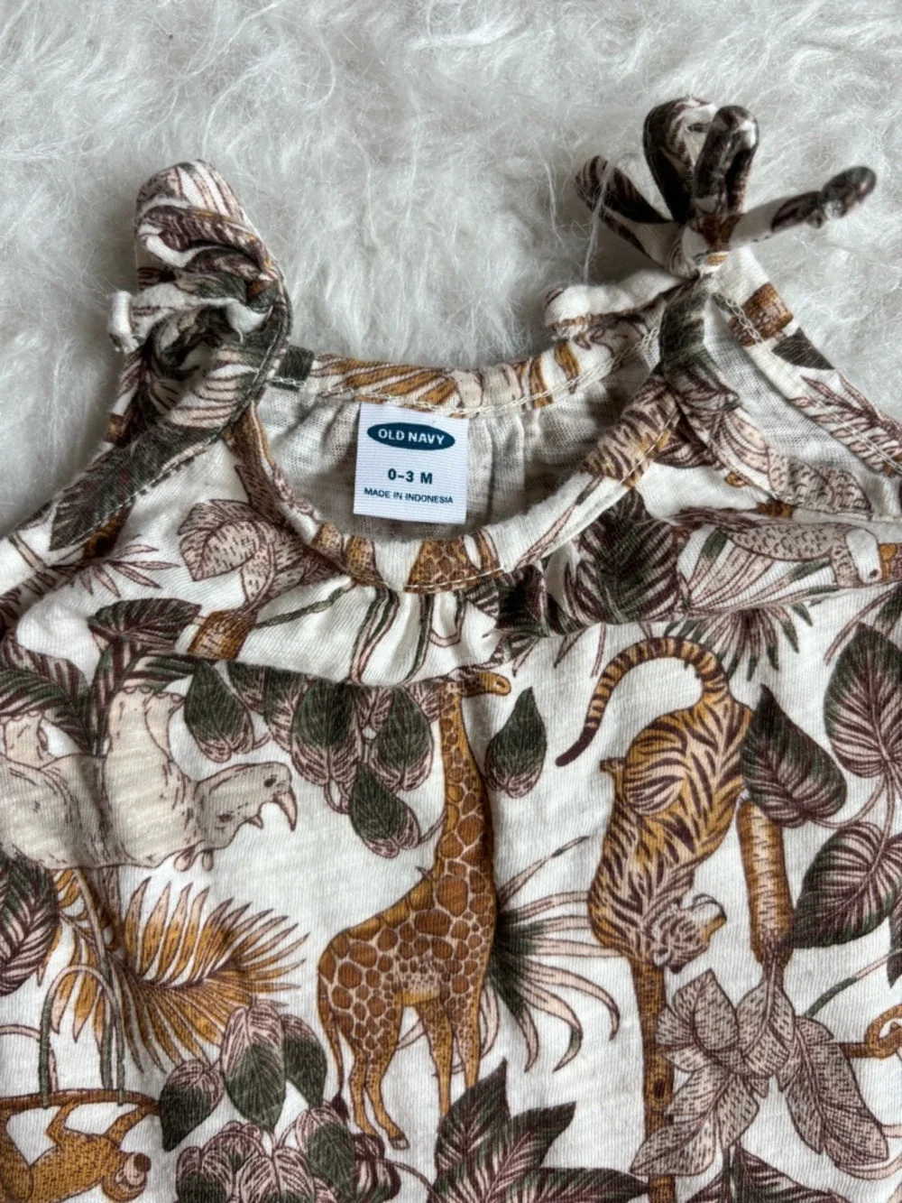 Old Navy White & Neutral Tones Safari Animal AOP Baby Romper